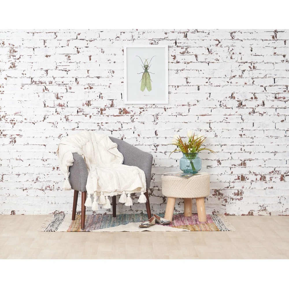 Rachel Zoe Decorative Boho Throws Blanket With Pom Poms